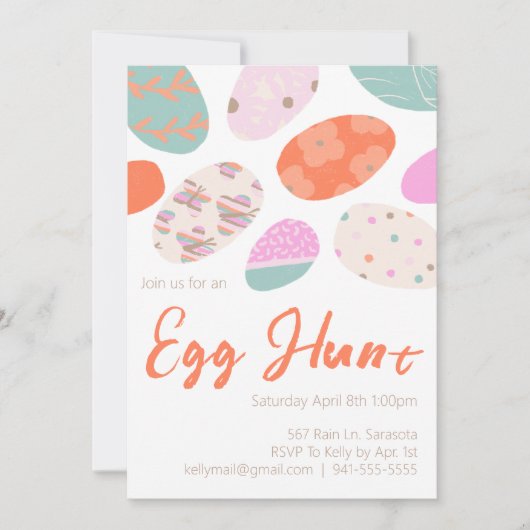 Door de hand getrokken Natuur Uitnodiging voor paa (Voorkant)