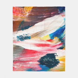 Door de hand getrokken oliesschilderij. Abstracte Fleece Deken
