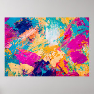 Door de hand getrokken oliesschilderij. Abstracte  Poster