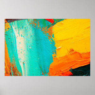 Door de hand getrokken oliesschilderij. Abstracte  Poster