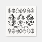 Door de hand getrokken paaseieren, Happy Paashpart Servetten (Voorkant)
