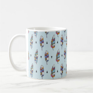 Door de hand getrokken  patroon. Naadloze boho Koffiemok