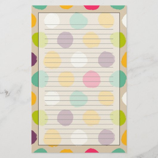 Door de hand getrokken puntpatroon van de polka briefpapier (Voorkant)