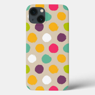 Door de hand getrokken puntpatroon van de polka iPhone 13 hoesje