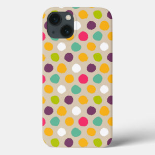 Door de hand getrokken puntpatroon van de polka iPhone 13 hoesje