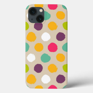 Door de hand getrokken puntpatroon van de polka iPhone 13 hoesje