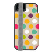 Door de hand getrokken puntpatroon van de polka incipio iPhone portemonnee hoesje (Agenda Achterkant)