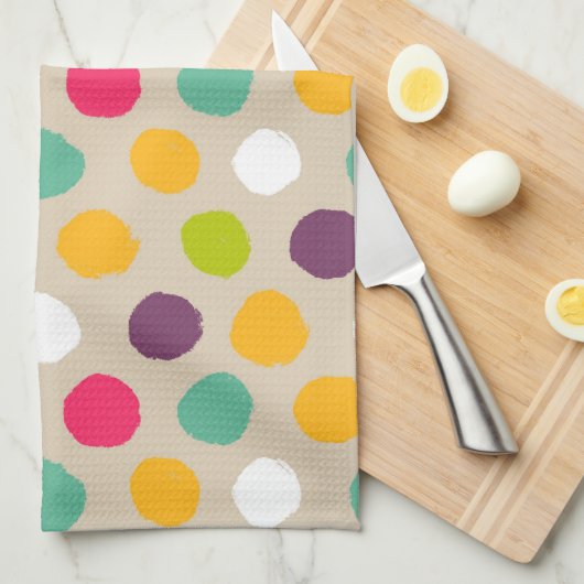 Door de hand getrokken puntpatroon van de polka theedoek (Quarter Fold)