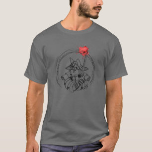 Door de hand getrokken Samurai-kat met bloedSplett T-shirt