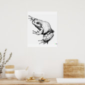 Door de hand getrokken schets van kikker in ukiyo- poster (Keuken)