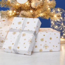 Door de hand getrokken sterren en sneeuwvlokken. M Cadeaupapier
