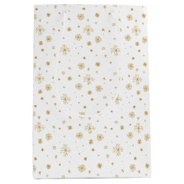 Door de hand getrokken sterren en sneeuwvlokken medium cadeauzakje