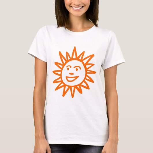 Door de hand getrokken Sun Motif - Oranje T-shirt (Voorkant)