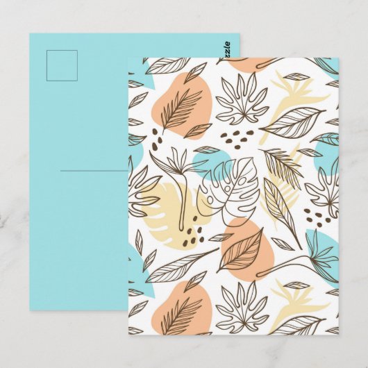 Door de hand getrokken tropisch patroon in de zome briefkaart (Voorkant / Achterkant)