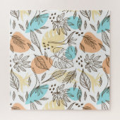 Door de hand getrokken tropisch patroon in de zome legpuzzel (Horizontaal)