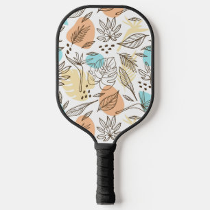 Door de hand getrokken tropisch patroon in de zome pickleball paddle