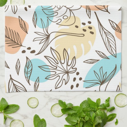 Door de hand getrokken tropisch patroon in de zome theedoek (Gevouwen)