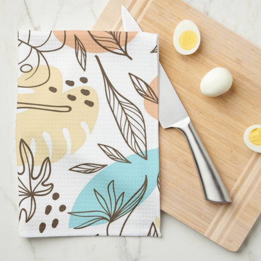 Door de hand getrokken tropisch patroon in de zome theedoek (Quarter Fold)