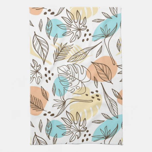 Door de hand getrokken tropisch patroon in de zome theedoek (Verticaal)