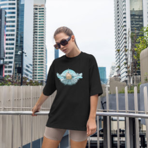 Door de hand getrokken vliegtuigkat t-shirt
