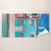 Door de hand getrokken waterverf Italië landschap Badhanddoek (Badhanddoek)