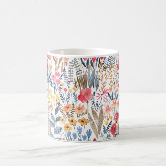 Door de hand getrokken waterverf naadloos floreel  koffiemok (Center)