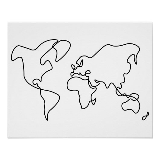 Door de hand getrokken Wereldkaart Perfect Poster (Voorkant)