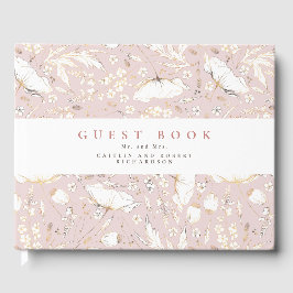 Door de hand getrokken wilde bloemen Elegant Dusty Gastenboek