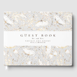 Door de hand getrokken wilde bloemen Elegant Light Gastenboek