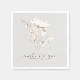 Door de hand getrokken wilde bloemen Elegant minim Servet