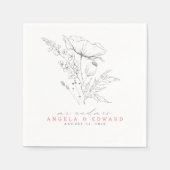 Door de hand getrokken wilde bloemen Elegant minim Servet (Voorkant)