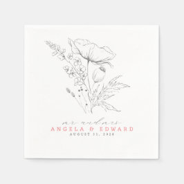 Door de hand getrokken wilde bloemen Elegant minim Servet