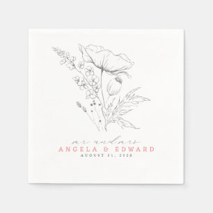 Door de hand getrokken wilde bloemen Elegant minim Servet