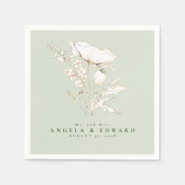 Door de hand getrokken wilde bloemen Elegant minim Servet