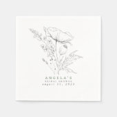 Door de hand getrokken wilde bloemen Elegant Minim Servet (Voorkant)