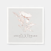 Door de hand getrokken wilde bloemen Elegant minim Servet (Voorkant)