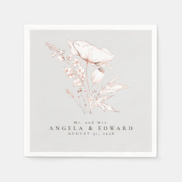 Door de hand getrokken wilde bloemen Elegant minim Servet