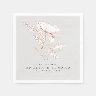 Door de hand getrokken wilde bloemen Elegant minim Servet