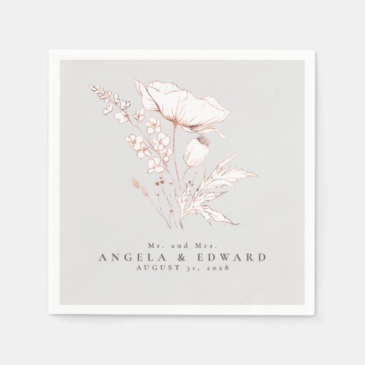 Door de hand getrokken wilde bloemen Elegant minim Servet (Voorkant)