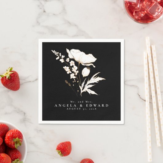 Door de hand getrokken wilde bloemen Elegant minim Servet (Insitu)