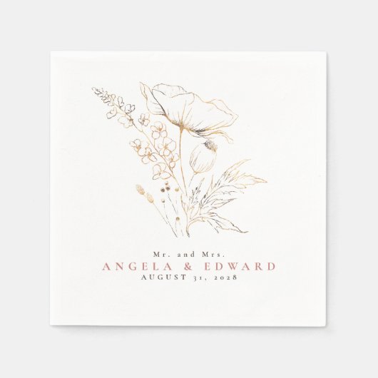 Door de hand getrokken wilde bloemen Elegant minim Servet (Voorkant)