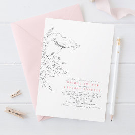 Door de hand getrokken wilde bloemen Elegant Roze Kaart