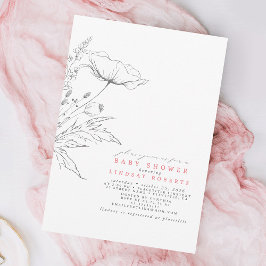 Door de hand getrokken wilde bloemen Elegant Roze Kaart