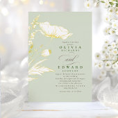 Door de hand getrokken wilde bloemen Elegant Sage Folie Uitnodiging