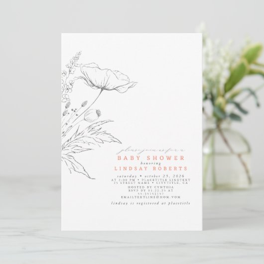 Door de hand getrokken wilde bloemen Elegant Sage  Kaart (Staand voorkant)