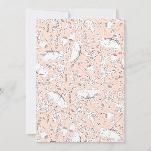 Door de hand getrokken wilde bloemen Lichte Perzik Kaart (Achterkant)