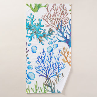 Door de hand getrokken zee van de waterverf met ko badhanddoek