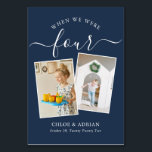 Door de jaren heen Koppel Foto Wedding Modern Tabl Kaart<br><div class="desc">Let op en heb wat plezier met je trouwreceptietabelnummers - Deze elegante eenvoudige tabelnummers geven je de mogelijkheid om een foto van de bruid en bruidegom op dezelfde leeftijd op te nemen als het tabelnummer, de bruid- en groomnaam/s en de datum van hun bruiloft. De achtergrondkleur is blauw van de...</div>