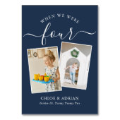 Door de jaren heen Koppel Foto Wedding Modern Tabl Kaart (Achterkant)