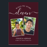 Door de jaren heen Koppel Foto Wedding Modern Tabl Kaart<br><div class="desc">Let op en heb wat plezier met je trouwreceptietabelnummers - Deze elegante eenvoudige tabelnummers geven je de mogelijkheid om een foto van de bruid en bruidegom op dezelfde leeftijd op te nemen als het tabelnummer, de bruid- en groomnaam/s en de datum van hun bruiloft. De achtergrondkleur is ingeburgerd met witte...</div>